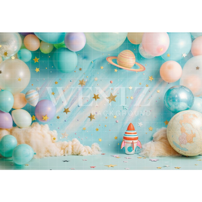 Fabric Photography Background Rocket Children's Day / Backdrop 6412