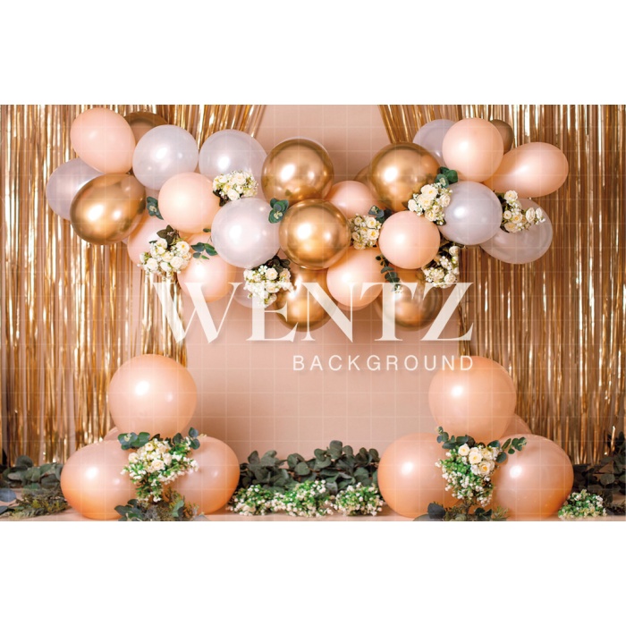 Fabric Photography Background Cake Smash Salmon and Gold / Backdrop 2278