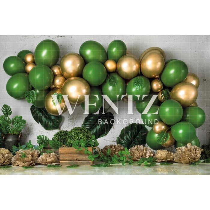 Fabric Photography Background Cake Smash Green and Gold / Backdrop 2276