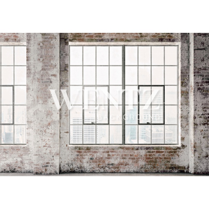 Fabric Photography Background Brick Wall with Windows / Backdrop 2272