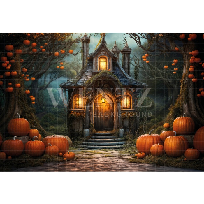 Fabric Photography Background Witch's House Halloween / Backdrop 6354