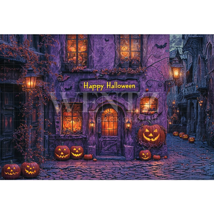 Fabric Photography Background Village Halloween / Backdrop 6367