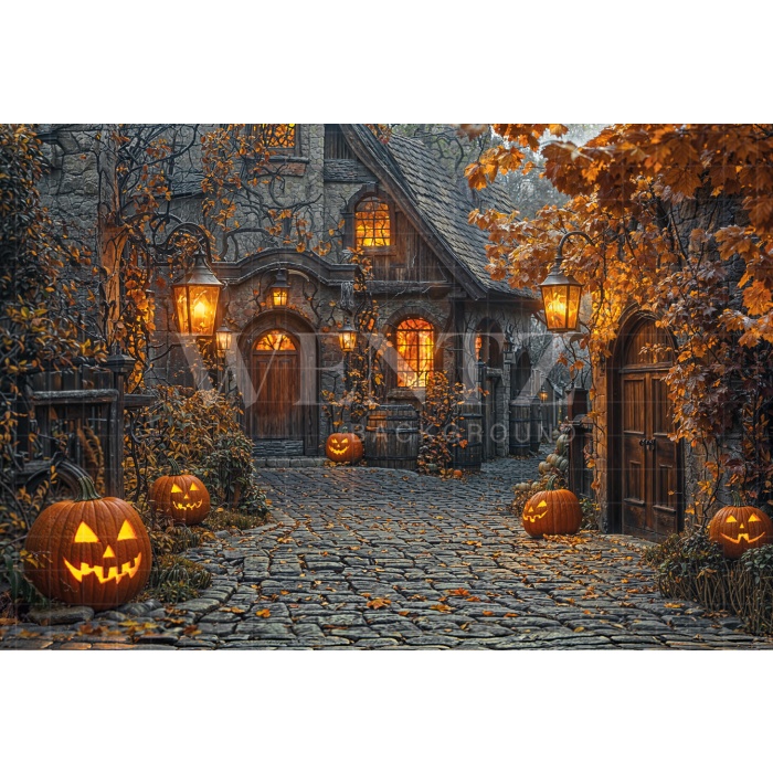 Fabric Photography Background Witch's House Halloween / Backdrop 6371