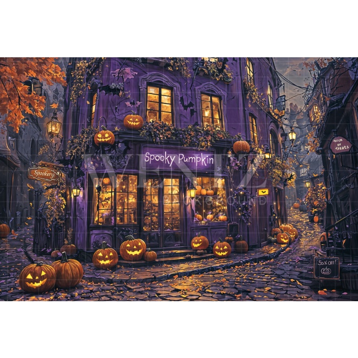 Fabric Photography Background Halloween Witchcraft Store / Backdrop 6372