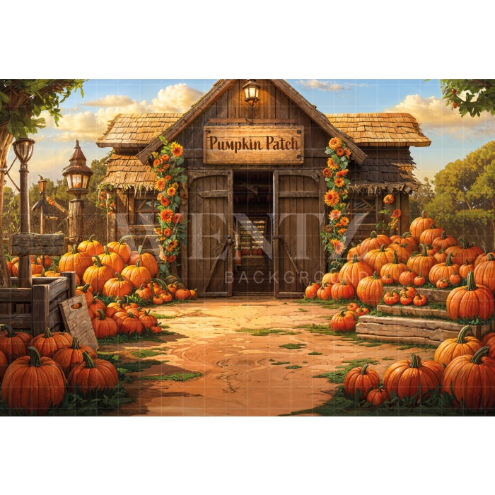 Fabric Photography Background Halloween Farm / Backdrop 6373