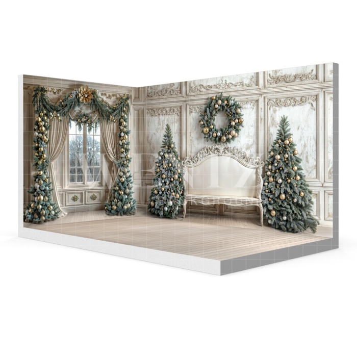 Fabric Photography Background Christmas Room Set 3D / WTZ187