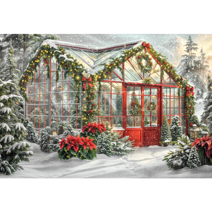 Fabric Photography Background Christmas House Front / Backdrop 6230