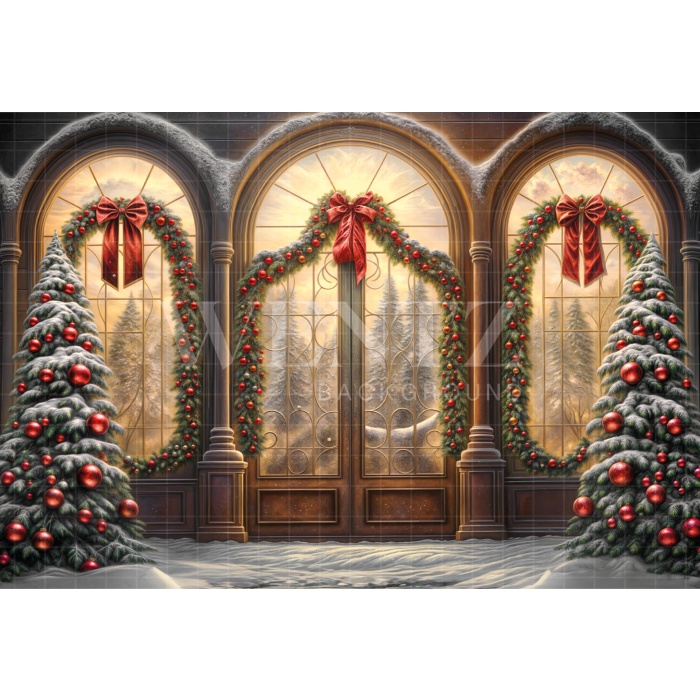 Fabric Photography Background Christmas House Front / Backdrop 6226