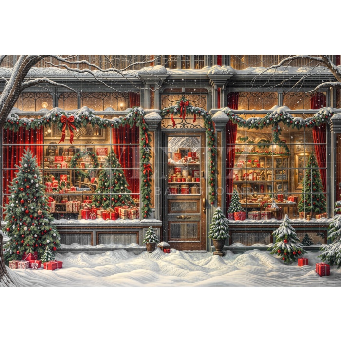 Fabric Photography Background Christmas Gift Store / Backdrop 6235