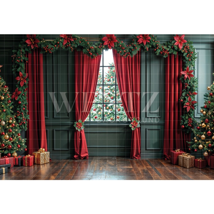 Fabric Photography Background Christmas Room / Backdrop 6243