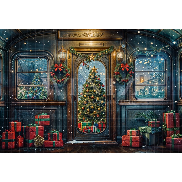 Fabric Photography Background Christmas Express / Backdrop 6271