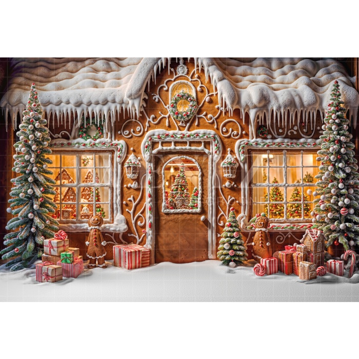 Fabric Photography Background Christmas Sweets House / Backdrop 6278