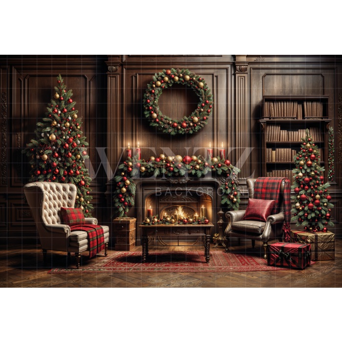 Fabric Photography Background Christmas Room / Backdrop 6289