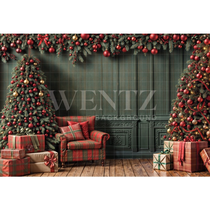 Fabric Photography Background Christmas Room / Backdrop 6290