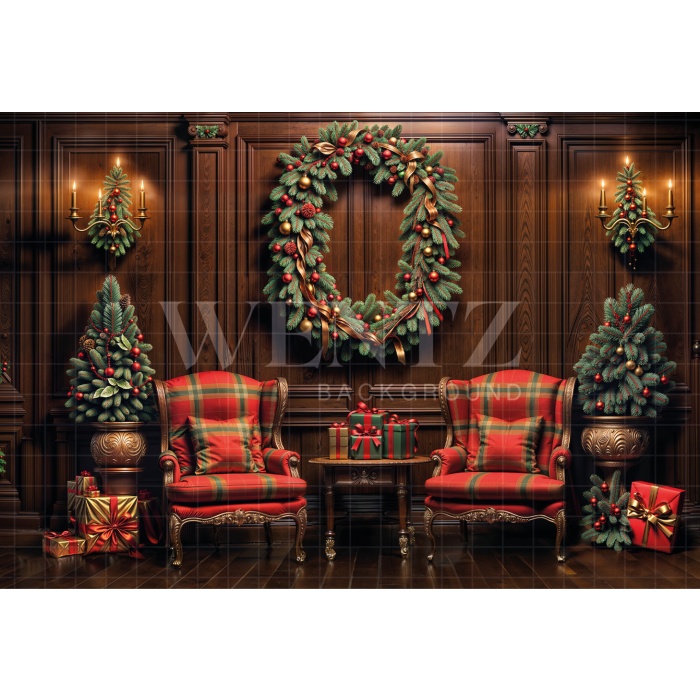 Fabric Photography Background Christmas Room / Backdrop 6285