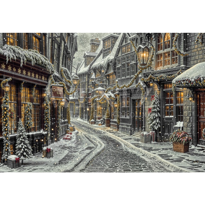 Fabric Photography Background Christmas Village / Backdrop 6331