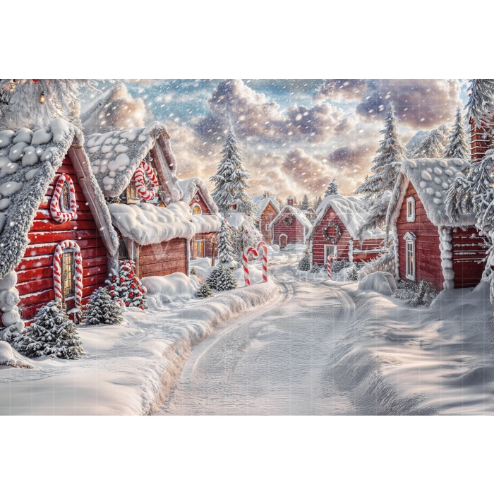 Fabric Photography Background Christmas Village / Backdrop 6306