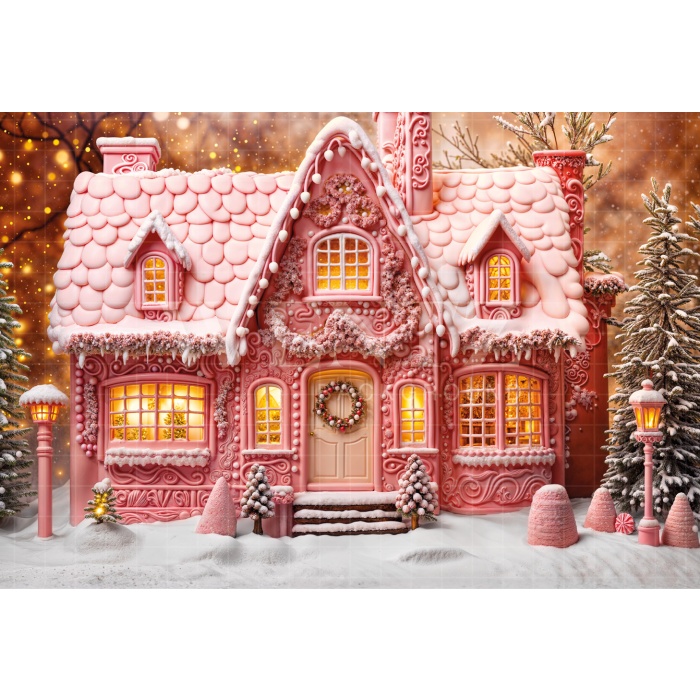 Fabric Photography Background Christmas House / Backdrop 6407