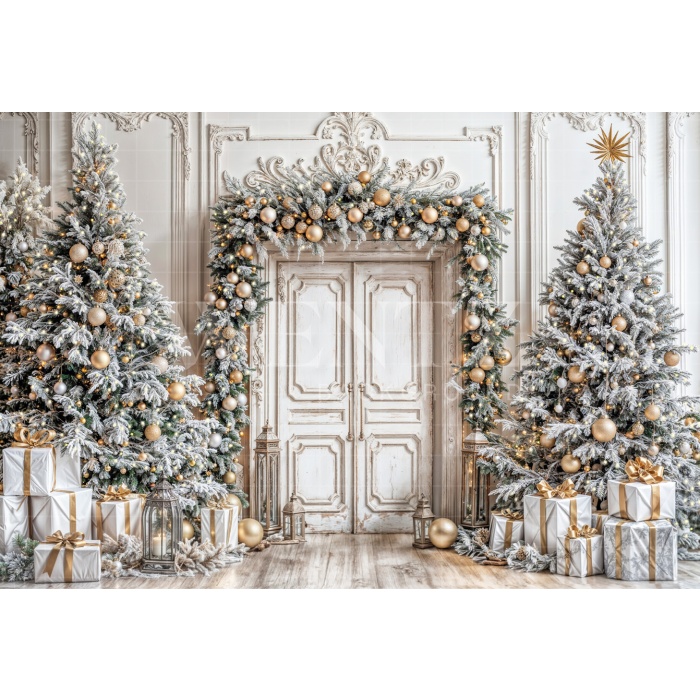 Fabric Photography Background Christmas Door / Backdrop 6459