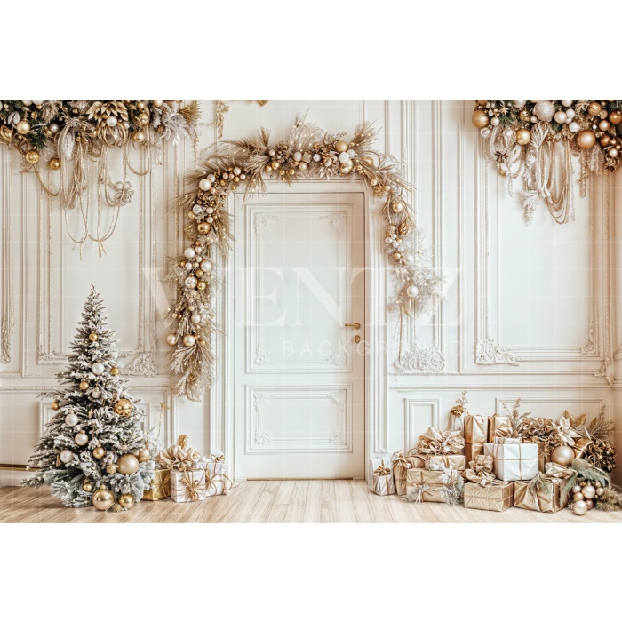 Fabric Photography Background Christmas Door / Backdrop 6457