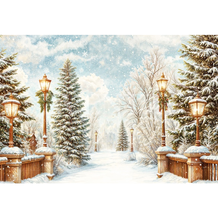 Fabric Photography Background Christmas Bridge / Backdrop 6464