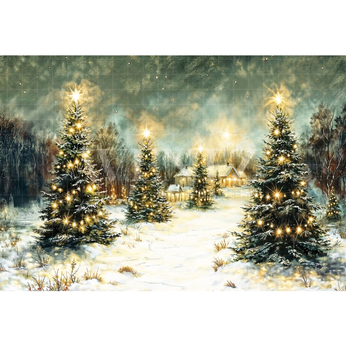 Fabric Photography Background Christmas Village / Backdrop 6476