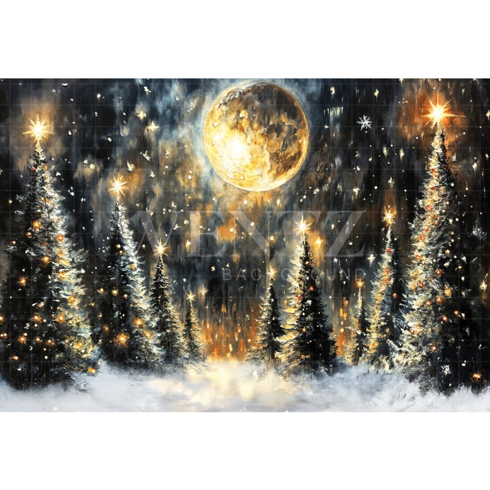 Fabric Photography Background Christmas Forest / Backdrop 6494