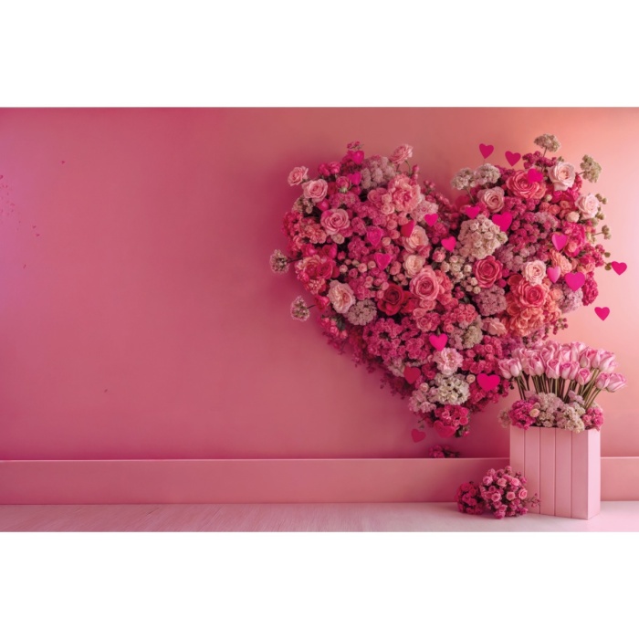 Fabric Photography Background Valentine's Day with Flowers / Backdrop 5992