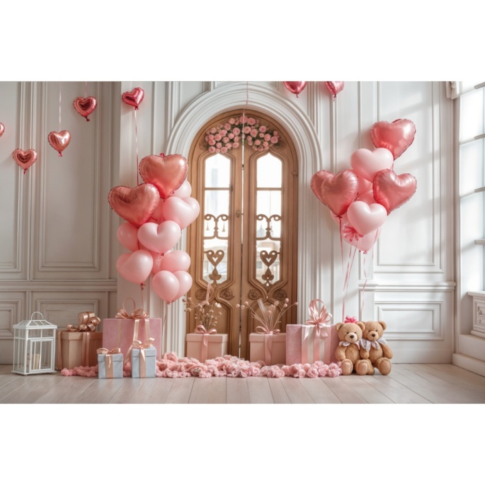 Fabric Photography Background Valentine's Day with Balloons / Backdrop 5993