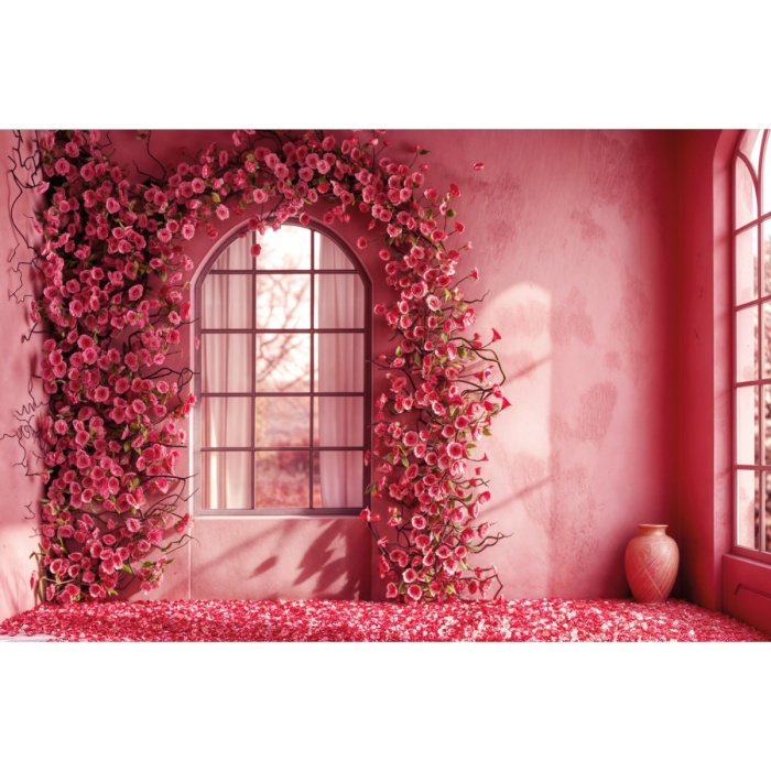 Fabric Photography Background Valentine's Day with Flowers / Backdrop 6001