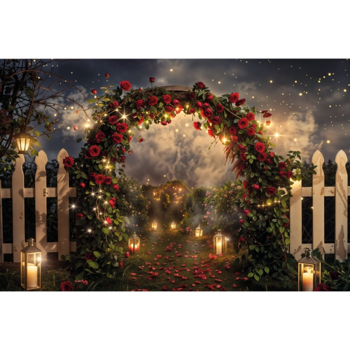 Fabric Photography Background Valentine's Day Romantic Garden / Backdrop 6006