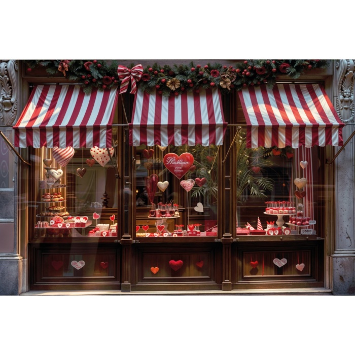 Fabric Photography Background Valentine's Day Sweet Shop / Backdrop 6009