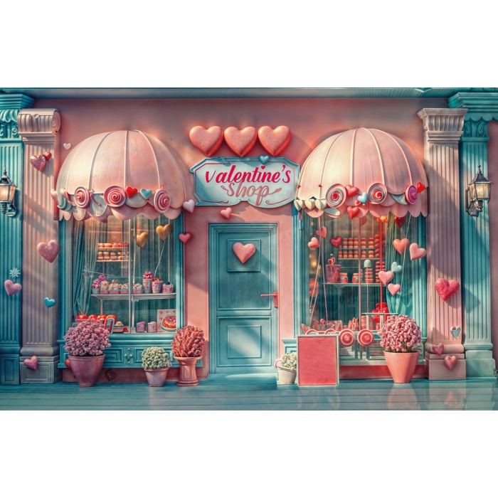 Fabric Photography Background Valentine's Day Sweet Shop / Backdrop 6062