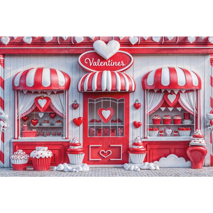 Fabric Photography Background Valentine's Day Sweet Shop / Backdrop 6066