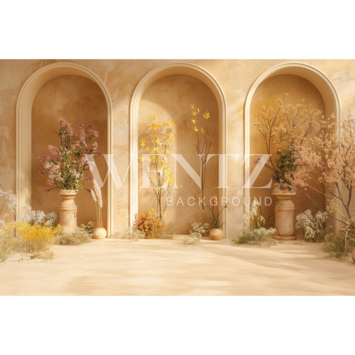 Fabric Photography Background Mother's Day Arches with Flowers / Backdrop 5835