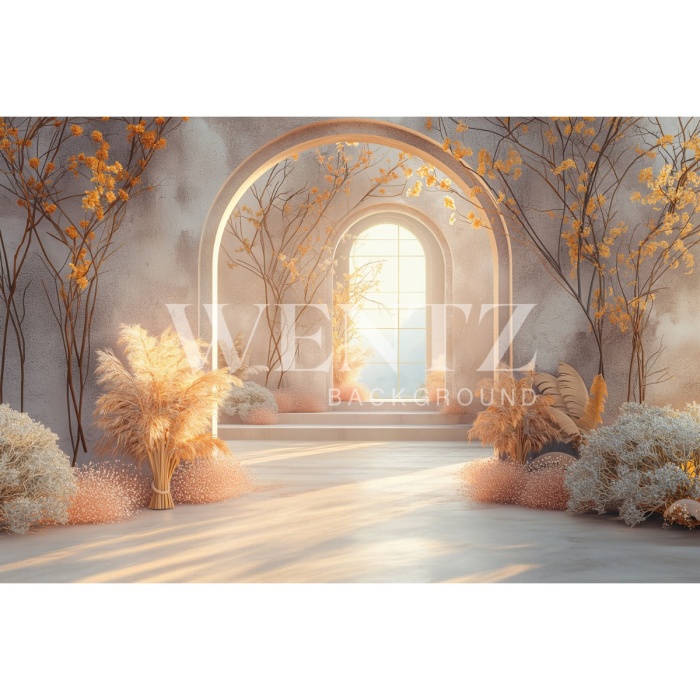 Fabric Photography Background Mother's Day Arch with Flowers / Backdrop 5826