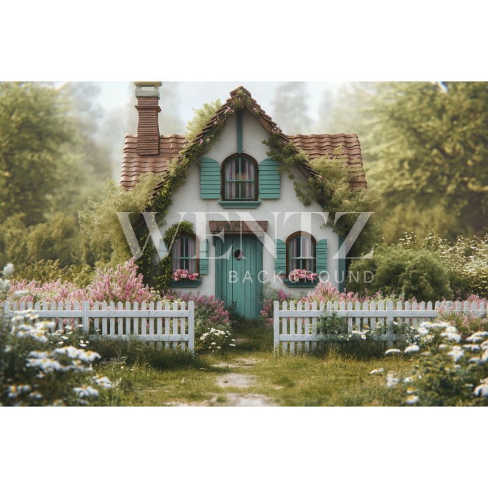 Fabric Photography Background Easter House / Backdrop 5596