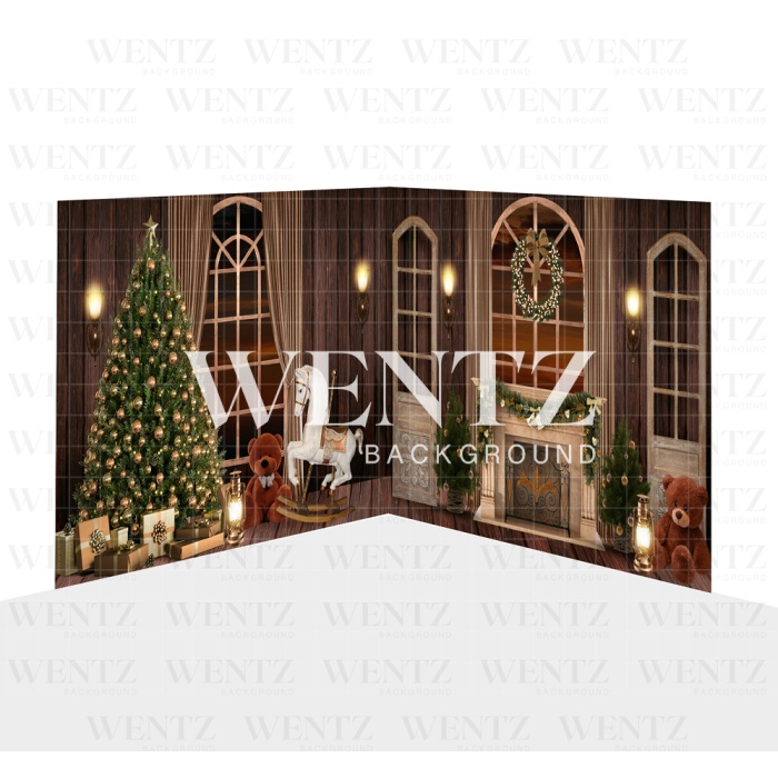 Photography Background in Fabric Christmas Living Room Set 2D / WTZ143