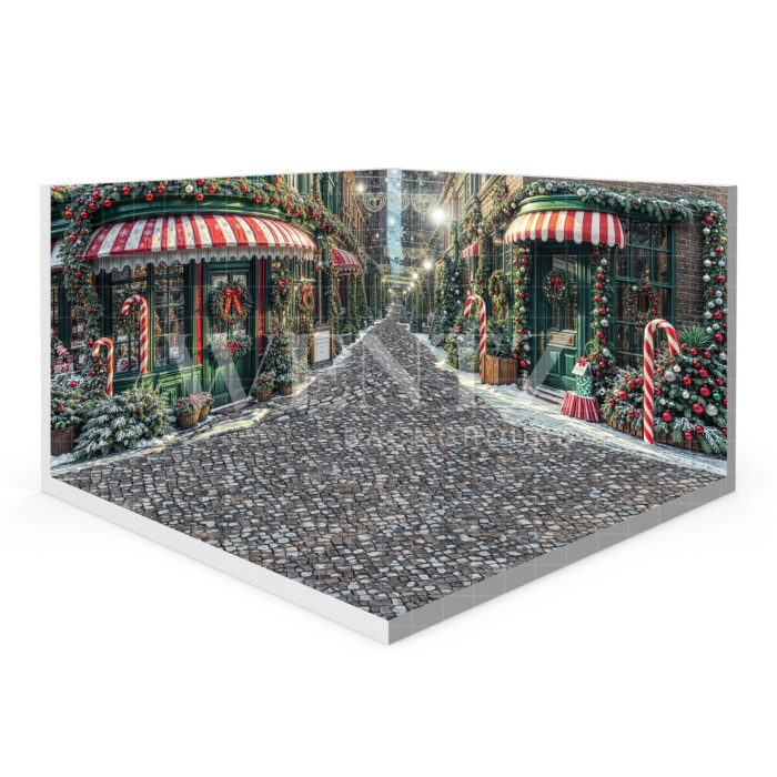 Fabric Photography Background Christmas Village Set 3D / WTZ188