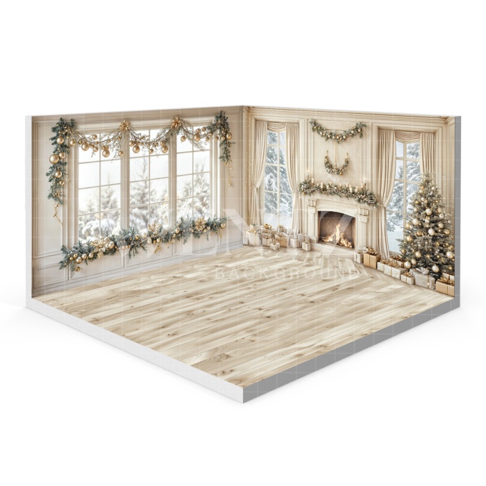 Fabric Photography Background Christmas Living Room Set 3D / WTZ189