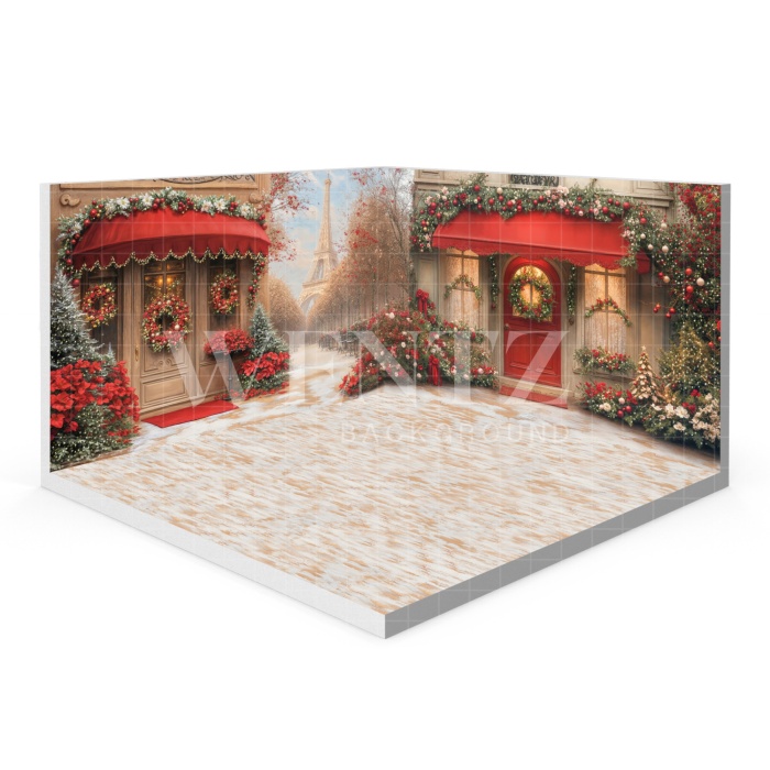 Fabric Photography Background Christmas Village Set 3D / WTZ191