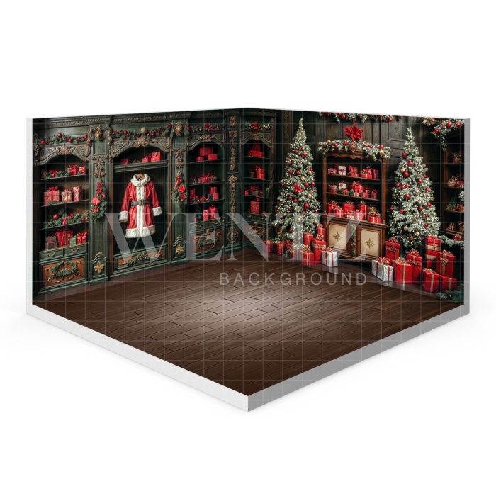 Fabric Photography Background Santa Claus Christmas House Set 3D / WTZ192