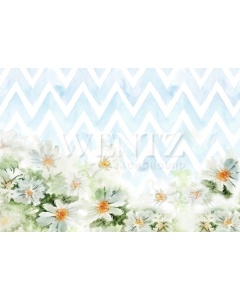 Fabric Photography Background Chevron with Flowers / Backdrop 1483