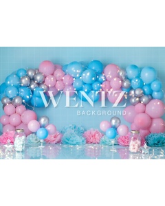 Fabric Photography Background Scenarios Blue and Pink Balloon / Backdrop 1785