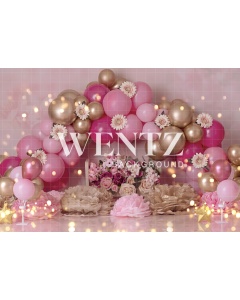 Fabric Photography Background Scenarios Color Pink and Golden Balloon / Backdrop 1851