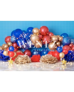 Fabric Photography Background Scenarios Blue and Red Balloon / Backdrop 1853