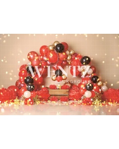 Fabric Photography Background Scenarios Black and Red Balloon / Backdrop 1869