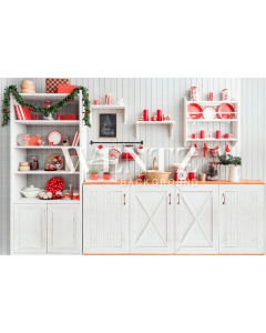 Fabric Photography Background Christmas Kitchen / Backdrop 1900