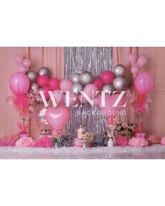 Fabric Photography Background Scenarios Pink and Silver Balloon / Backdrop 2076