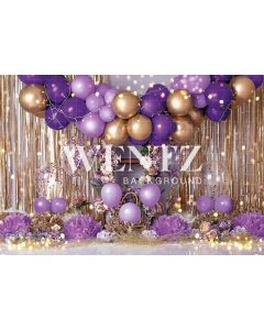 Fabric Photography Background Scenarios Purple and Gold Balloon / Backdrop 2077